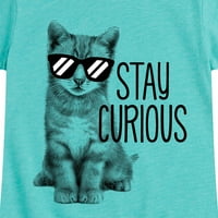 Instant poruka - Ostanite znatiželjna mačka - grafička majica kratkih rukava s kratkim rukavima