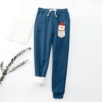 Ženske kratke hlače Ležerne prilike plus topli božićni ispis Velvet sa džepovima Držite tople pantalone