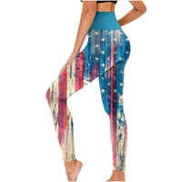 Ženske joge trke za trčanje Američki zastava Stripges Stripes Patriotsko visoka struka mekana četvrta