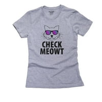 Provjerite Meowt - Cool Cat u sunčanim naočalama od 80-ih - provjerite me ženska pamučna siva majica