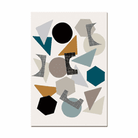 Wekity 3D geometrijski patchwork Wall Art Platno Ispis postera, jednostavan apstraktni dekor za crtanje