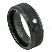 Crni rub sa živškom na prstenom - 0,07ct Solitaire Topaz prsten - Personalizirani vjenčani prsten za