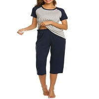 Nizieer Ženska materinstvo Pajamas Capri postavio je casual majicu za spavanje kratkih rukava i hlače