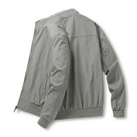 Fatuov muški fau kožna jakna patentni džepni džepni rukav, pune zimske sive kapute