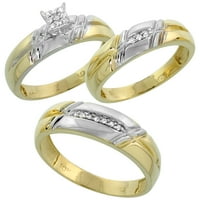 10k žuti zlatni mens dijamantski vjenčani prsten za muškarce 0. CTTW sjajni rez širok veličine 10.5