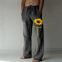 Muške hlače Muške modne ležerne malene pamučne posteljine otisnute posteljine čipke pantalone Velike