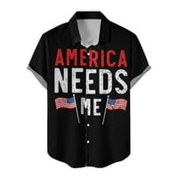 Muška košulja Grafički američki dan neovisnosti Ispiši Patchwork Ispis Kratki rukav Dugme Lapel Kratki