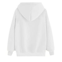 Gotyou Proljetni vrhovi ženska modna ležerna pukotina s kapuljačom sa kapuljačom kapuljačom pulover bijeli l