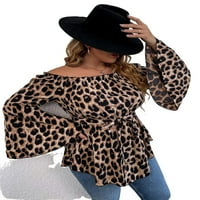 Ženski pluss leopard Ispisuje od ramena Peplum 2xl višebojni