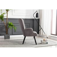 Siva baršunasta stolica, moderna tufted gumba Vrana krila stolica za tapeciranom rukama, visoka pozadinska