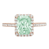 1,96ct smaragdni rez zeleni simulirani dijamant 18k ružičasto zlato Angažovanje halo prstena veličine
