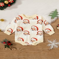 Arvbitana Baby Girls Bosy Božićni ROMPERS Santa Print Okrugli vrat Duks dugih rukava BodySuit casual