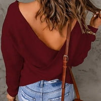 Ženski džemper s V-izrezom pulover s dugim rukavima Ležerne prilike za dugi rukav, veličina vina na