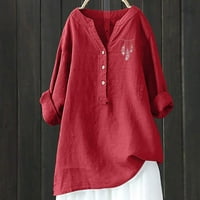 Žene ljetne vrhove Clearence Casual majica kratki rukav V-izrez dukseri za bluzu crvena
