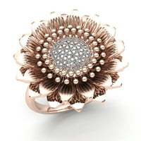 Originalni 3CTW okrugli rez Diamond Dame Flower Vintage Godišnjica Angažovanje prstenasto čvrstog 14k