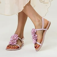 NestRelne za odrasle žene sandale sandalene klinove za žene dame Ljeto moda ravna dna ležerna cvjetna čvrsta boja Jednostavna sandala za žene veličine crvene 6,5