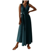 Clearsance Kunpeng Ženska haljina bez rukava V izrez Elegantna zabava Vjenčanje zelena XL