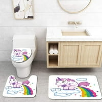 Smiješan jednorog Pooping duge Oblaci Kids Girls Fairy Tale Fantasy Crtani crtić kupaonski prostirke