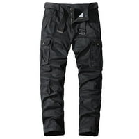 Lu's Chic Muške teretne pantalone Casual Pamuk Multi-džepovi Radne vojne divlje radne hlače Crne 34