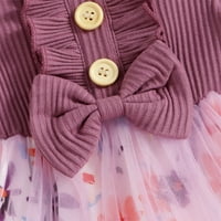 Odjeća za djecu od djeteta odjeća za odjeću setovi cvjetni tisak Tulle suknja za rub +, ljubičasta,