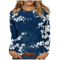 Novi dolasci majice s dugim rukavima za žene Clearence Ležerne pulover Ženske vrhove Grafički otisci