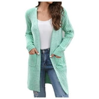 Ženski džemper pleteni džemperi kardigan za žene plus veličine Dugi džemper Cardigan sa džepovima Žene