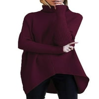 Glookwis Ladies Jumper vrhovi pune boje pleteni džemperi dugih rukava Džemper Rad labavo pulover visoki