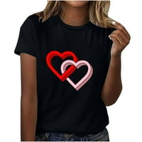 tklpehg valentine za žene kratki rukav meke košulje srca grafički grafički majica Trendy ljubavnik poklon