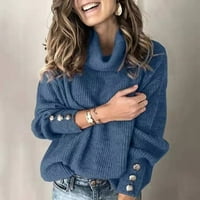 Žene T majica Loop Fit Bow Curleve ovratnik tople džemper pletene dvostruke bluze Ženske majice