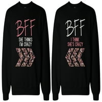 Crazy BFF cvjetni ispisani džemper BFF odgovara duksevima za najbolje prijatelje