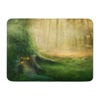 Green Fairy Fantasy Tree Kuća u šumskim čarobnim prostirkom za kadu u obliku vrata
