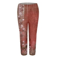 Pantalone za žensku vitku modnu modnu ispisanu casual hlače šuplje latinu dno suspenzirane hlače