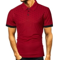 iopqo muške košulje modne ličnosti Muški povremeni tanki kratki rukav dot print majica top bluza crvena
