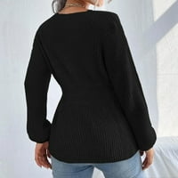 Fjofpr Ženo na vrhu pulover džemperi za žene dugi rukav V izrez Solid Boja vrhova Ležerne prilike topli