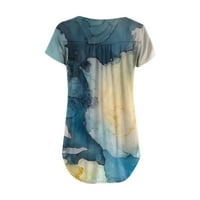 Lyylayray bluza za žene Ženska kratka rukava Labavi vrhovi Casual Plus veličine Tunički gumb Tors Blue