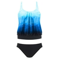 Yuehao kupaći kostim za žene Women Plus size Ispis Strappy Back Tankini set dva kupaća plićaka Swimress