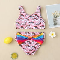 TODDLER Ljetne djevojke Rainbow Print Bow Pinktwo kupaći kostimi kupaći kostim bikini ružičasta 90