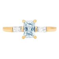 0.8ct smaragdni rez plavi simulirani dijamant 14k žuto zlato graviranje izjava godišnjica Angažman vjenčanja
