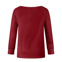 Symoidni ženski vrhovi - modna žena V-izrez dugih rukava majica jesenje ispisa labava bluza vrhova vina