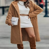Singreal ženske zimske kapute nejasne ručke dugih kapuljača s kapuljačom dole FAU FUR ​​tople odjeće s džepovima