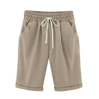 Tking modni ženski ljeti plus veličine Bermuda kratke hlače casual labave hlače sa džepovima Khaki XL