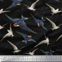 Soimoi Green Rayon tkanina Flying Woodpecker Tkanini za ptice otisci na široko dvorište