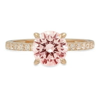 1.71ct okrugli rez ružičasti simulirani dijamant 18K žuti zlatni gravirajući izjavu bridalne godišnjice