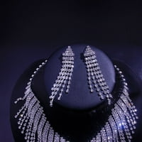 Vjenčani mladenci Nakit set nakita Kristal Rhinestone ogrlica i naušnice postavljene nove
