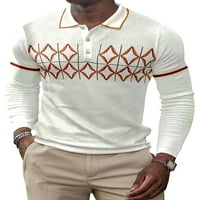 HAITE MAN T majice Dugi rukav Tee Geometrijska silaz Polo Majica Poslovni jeseni vrhovi kancelarijski