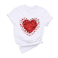 Valentinene majice za žene Dressy Casual Hearts Print s kratkim rukavima s kratkim rukavima