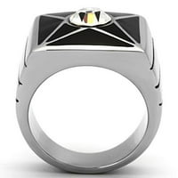 Luxe nakit dizajnira muški prsten od nehrđajućeg čelika sa gornjim klasom kristalno crni epoksid - veličina