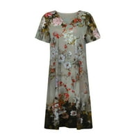Clearsance Ljeto odijelo za žene Žene Ljeto tiskanje kratki rukav V izrez Midright Dužina haljina Modna