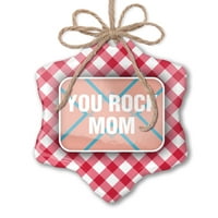 Božićni ukras Ti Rock mama majčin dan Bold Coral Design Red Plaid Neonblond