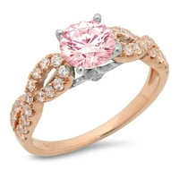1.36ct okrugli rez ružičasti simulirani dijamant 14k Rose Bijelo zlato GRAVING Izjava bridalne godišnjice